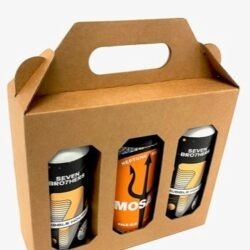 Plain craft cardboard 3 pack can holder with a handle