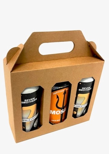 Plain craft cardboard 3 pack can holder with a handle