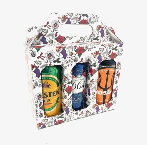 christmas design 6 pack can holder with handle